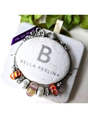 Bella Perlina Silver and Multicolor Beaded Bracelet